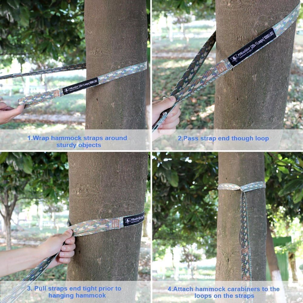 XL Hammock Straps - 12ft Camo Tree Straps, 12+1 Adjustable Loops, 2 Carabiners Included with 1000lbs Fit for Any
