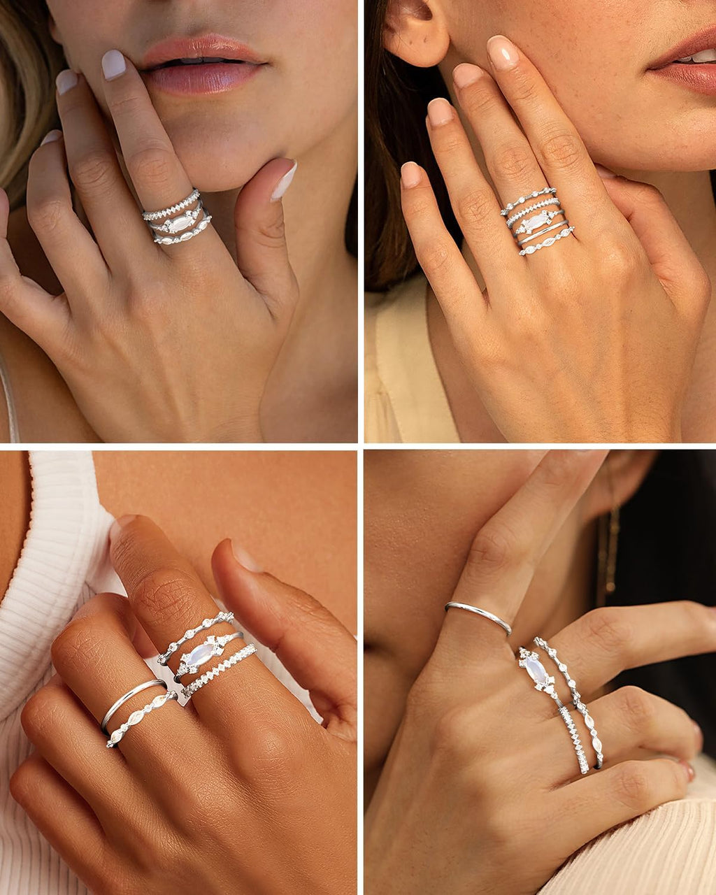 Stackable Gold Rings for Women Set Dainty 18K Gold Plated Cubic Zirconia Thumb Rings Thin Eternity Engagement Rings