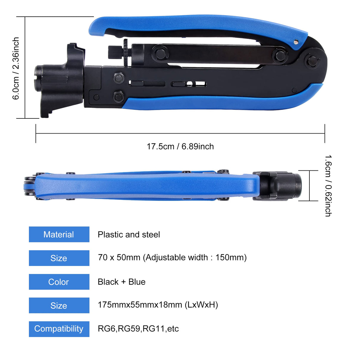 Knoweasy Coaxial Compression Tool Kit with Coax Cable Crimper