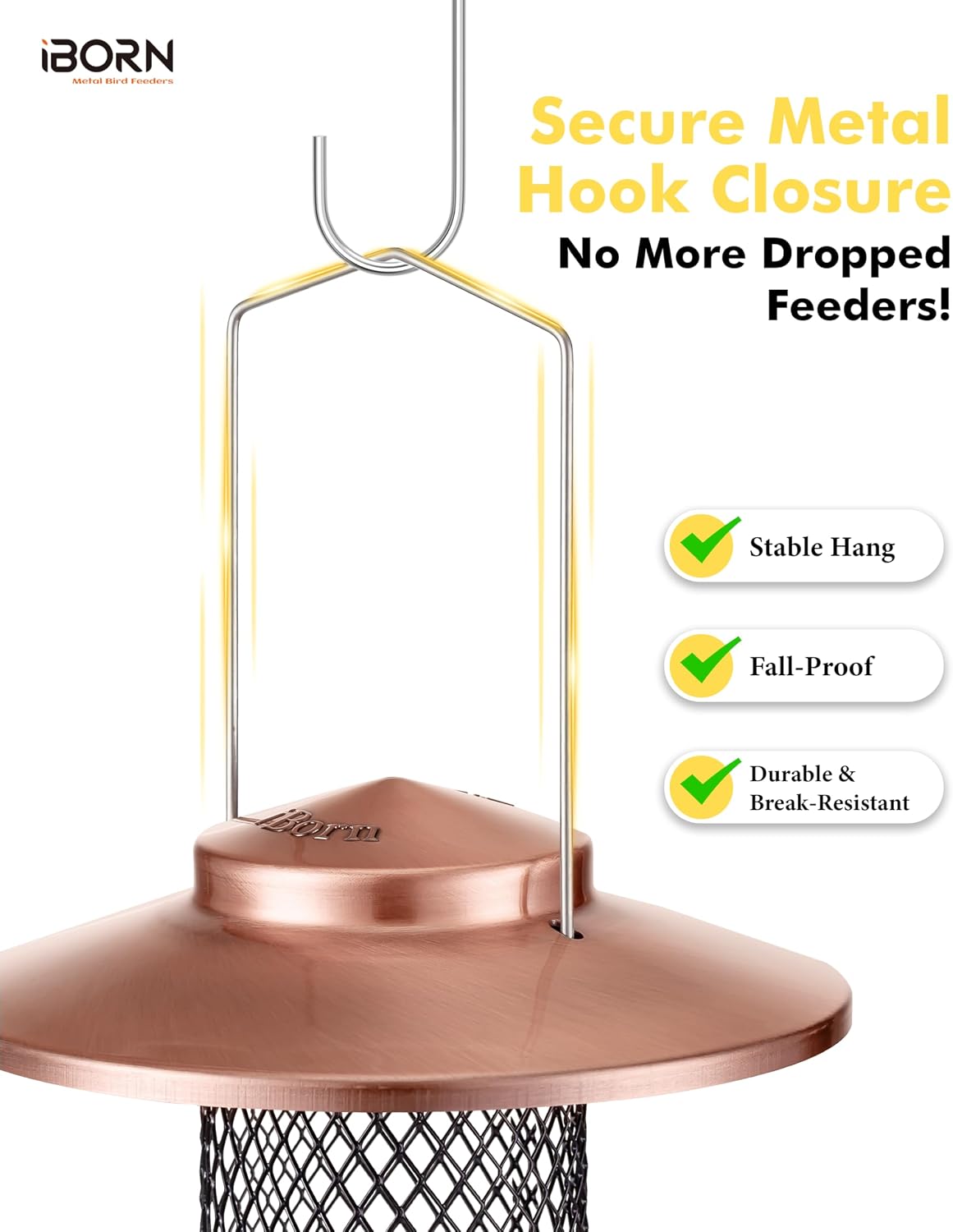 Peanut & Sunflower Seed Bird Feeder,13.5 Inch Metal Mesh Tube Squirrel‑Proof Hanging Birdfeeder for Outdoors,17cm