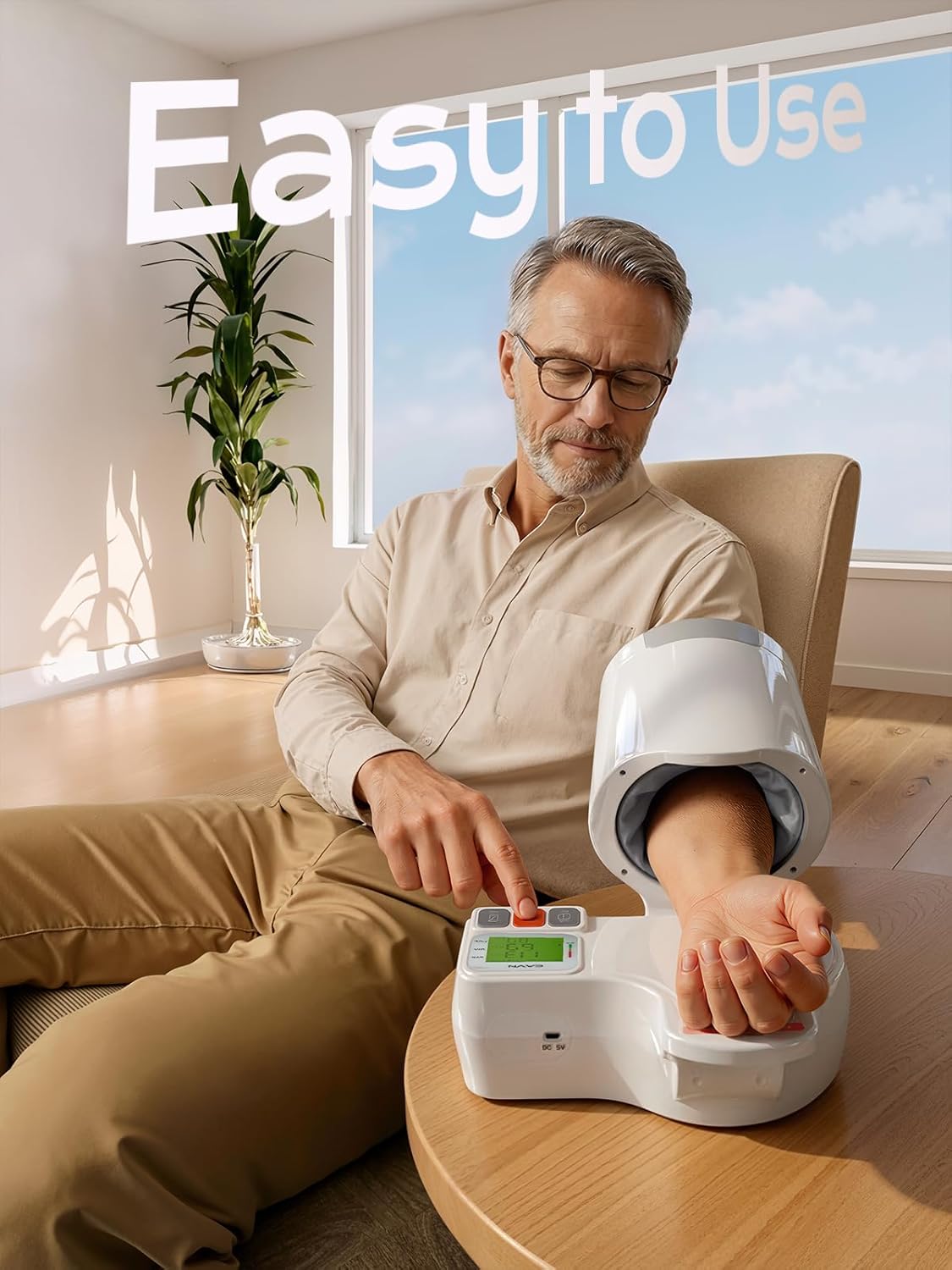 Blood Pressure Monitor, One-Touch Barrel-Type Upper Arm Blood Pressure Monitors for Home Use, No-Wrap Auto-Fit