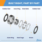 BRK (1 Pack) 6202-2RS Deep Groove Ball Bearing 15x35x11mm, Chrome Steel