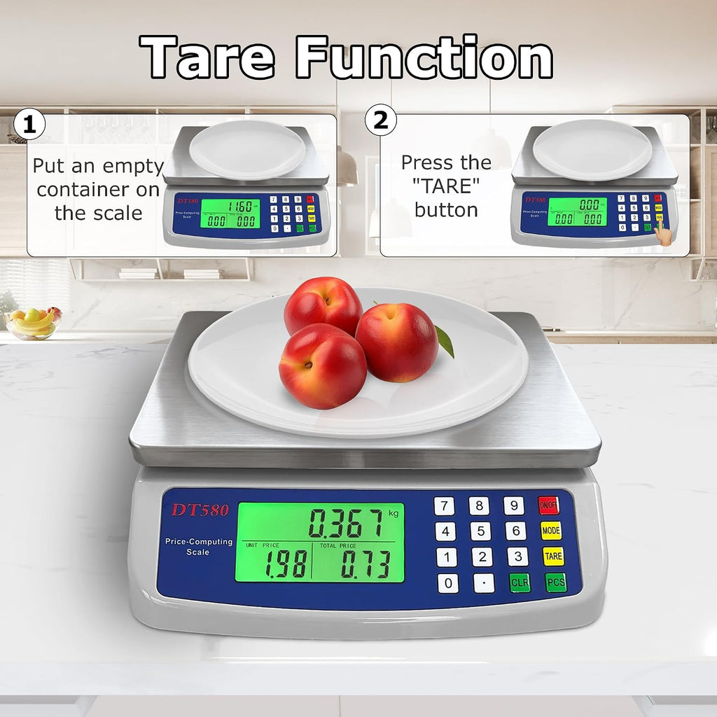 Large Digital Kitchen Scale 40kg/88lb Stainless Steel Price Computing Scale Counting Scale Deli Scale with LCD