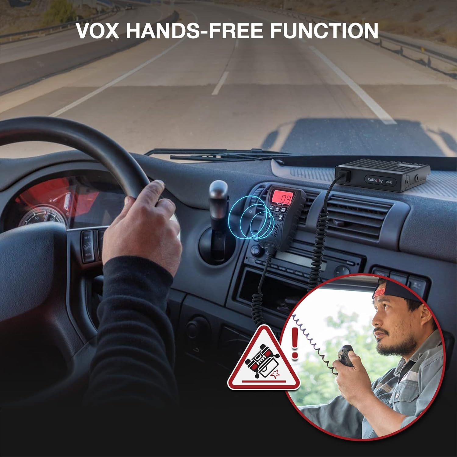 CS-47 Compact CB Radio AM/FM, One-Hander Mic Noise Reduction VOX | 40 Channels Built-in Speaker, Noise Reduction, RF
