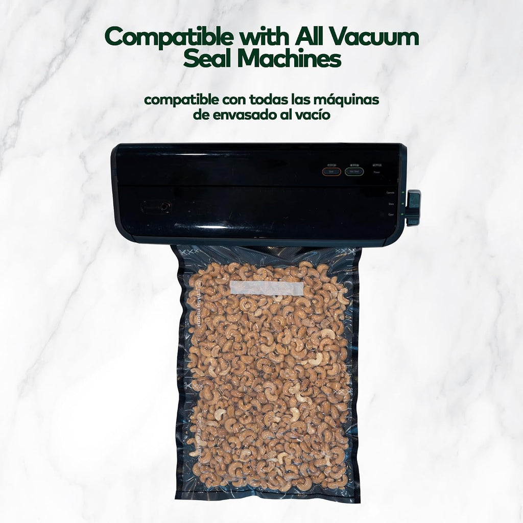 Vacuum Seal Rolls 11" x 25' 2 Pack (50 Feet Total) 5.5 Mil (Black & Clear) BPA Free Heavy-Duty Commercial Grade