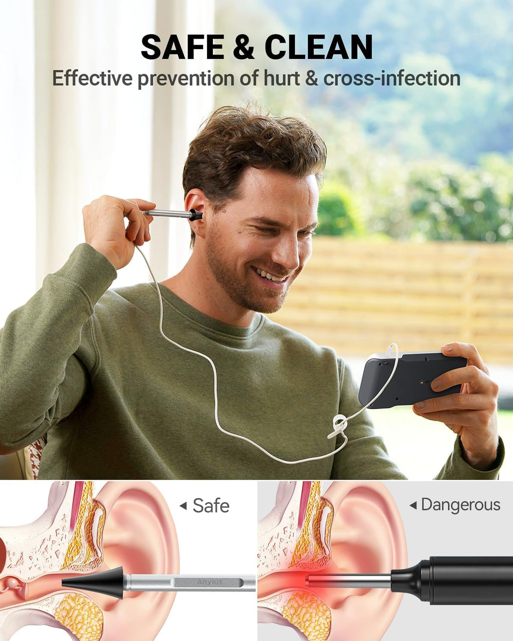 Digital Otoscope with Gyroscope, 4.5 Inches Screen, 3.9mm Ear Scope Camera with 6 Lights, Ear Wax Removal Tool, 32GB