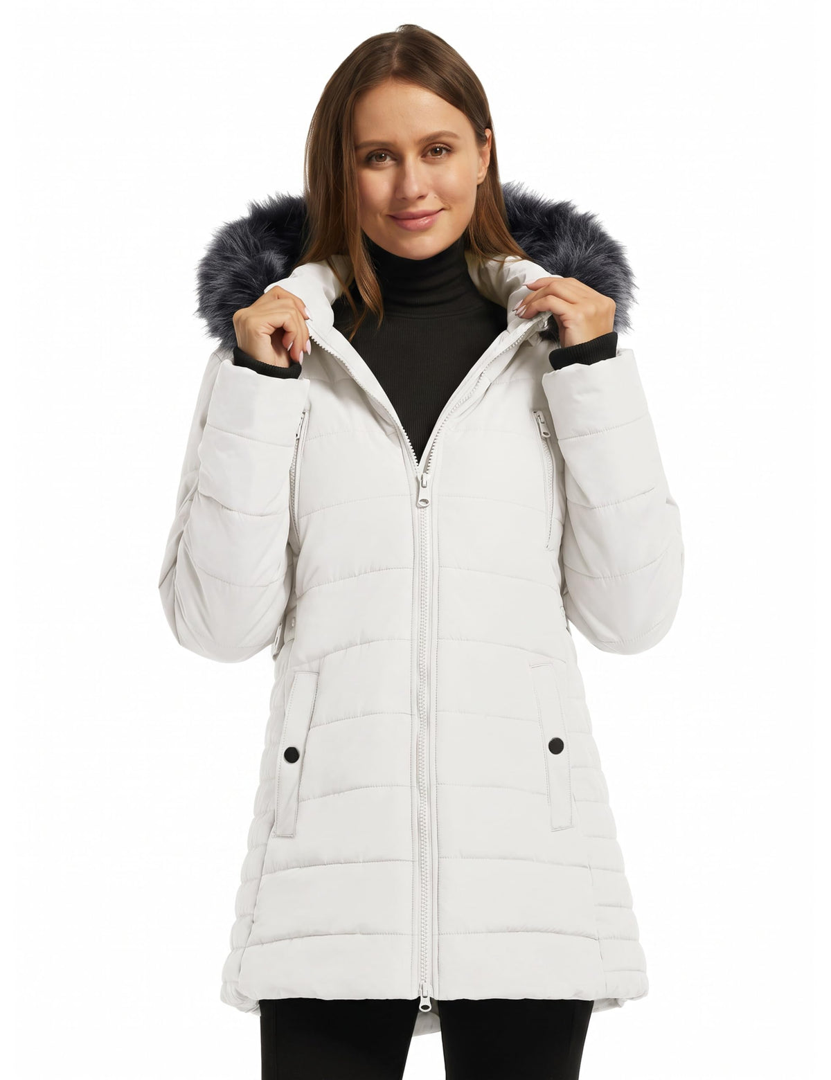 Women's Insulated Parka Coat Winter Jacket Beige S