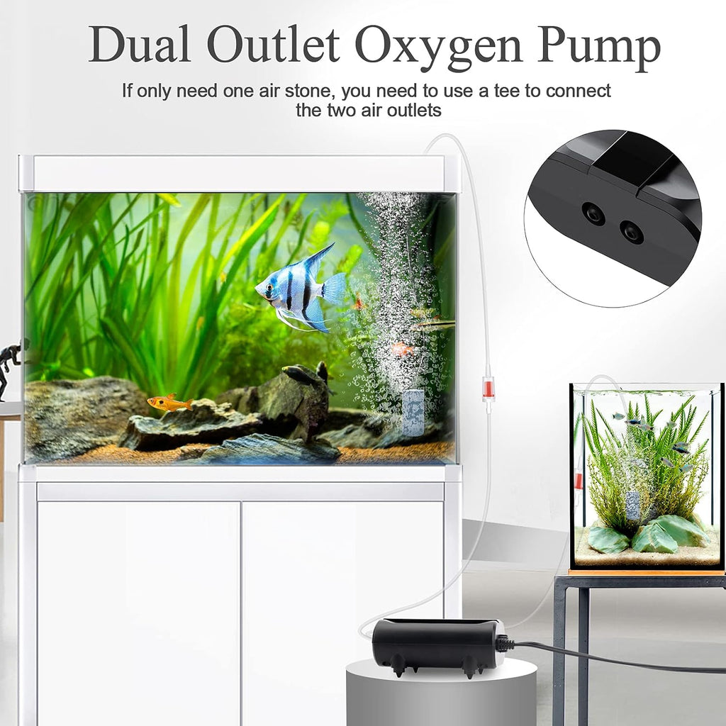 Aquarium Air Pump,3.5W Dual Outlet Oxygen Pump