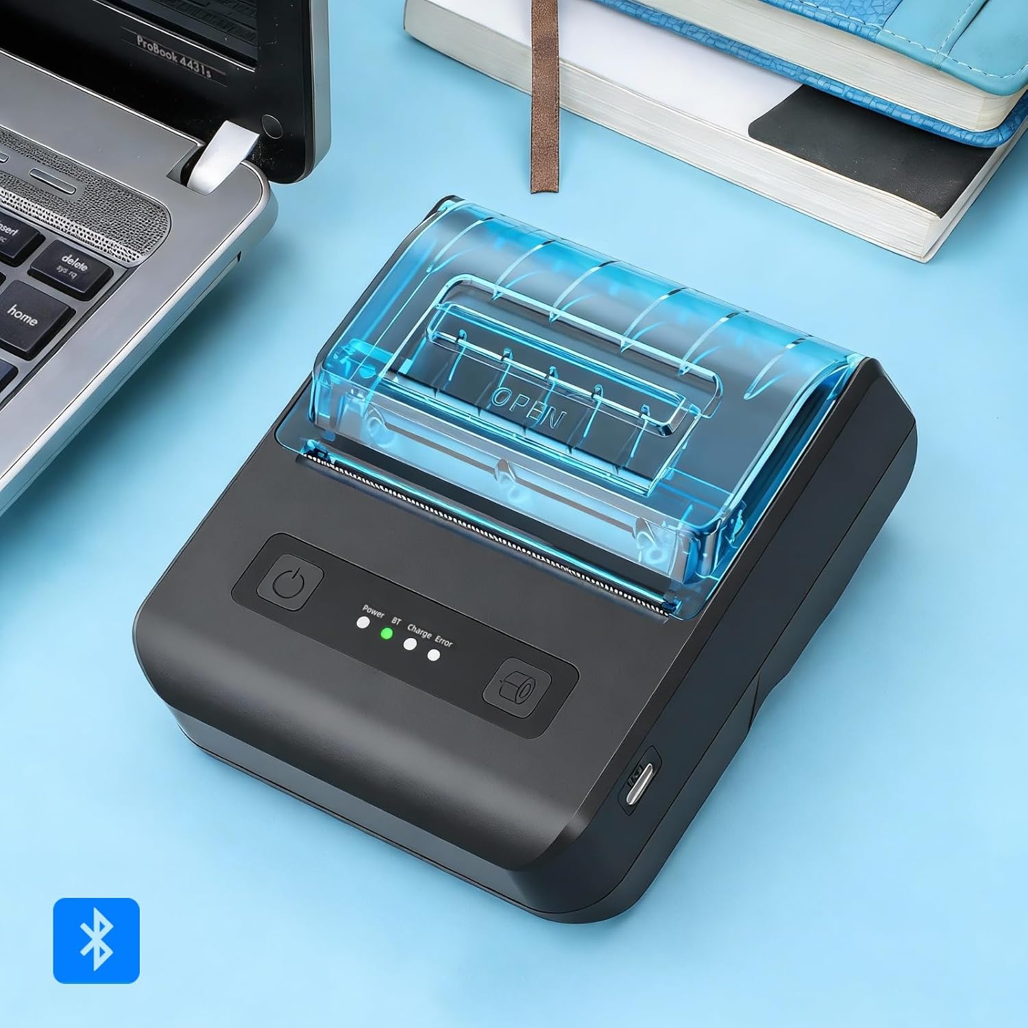 POS Receipt Printer, 80mm Portable Mobile Mini Thermal Printer, Compatible with 3 1/8" Thermal Paper Receipt Rolls
