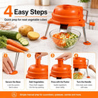 Orange Commercial Vegetable Dicer, Heavy Duty Manual Tabletop Cuber - 1/4" x 1/4" Food Chopper for Salsa