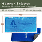 Flexible Cold Gel Ice Pack Reusable, 9.5" x 4.5", 4 Pack
