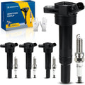 Ezexpreze UF651 Set of 4 Ignition Coil Pack (2-pin) and 93815 Iridium Spark Plugs Compatible with Hyundai Elantra