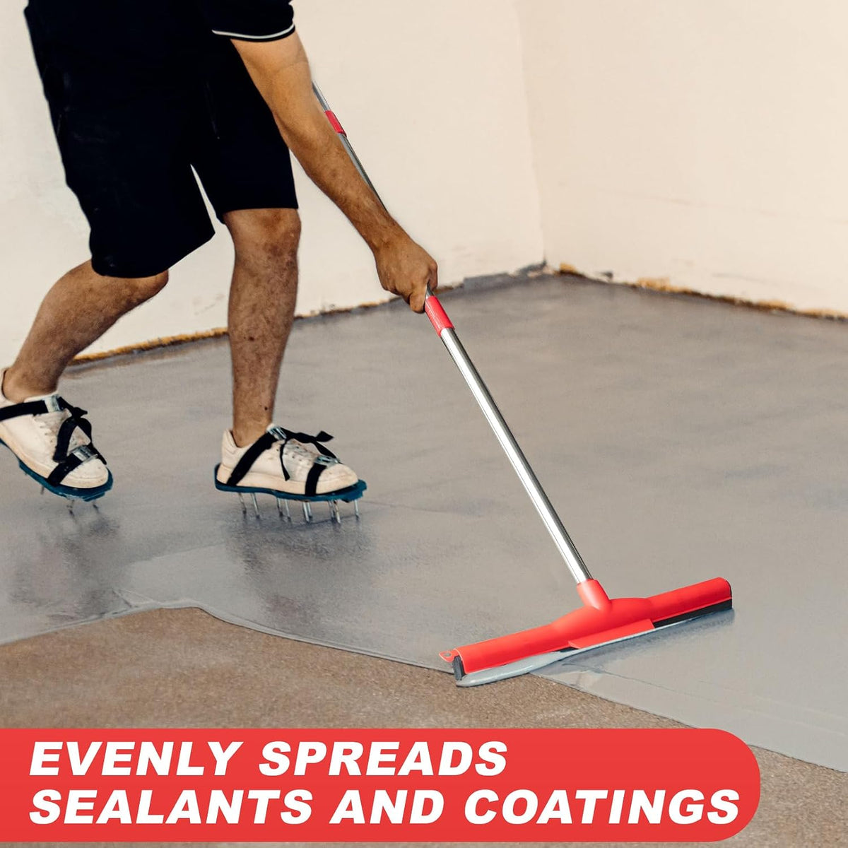 Water Broom & Floor Squeegee Scrubber with 51" Adjustable Pole & EVA Foam Blade – Indoor/Outdoor Use for Garage
