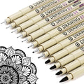 Muchcute Micro Fineliner Drawing Art Pens: 12 Black Fine Line Waterproof Ink Set Artist Supplies Archival Inking