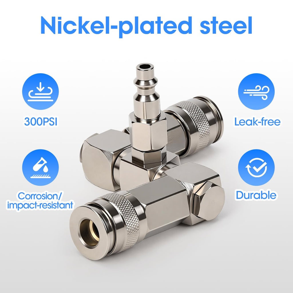 2-Way Air Hose Splitter, 1/4" NPT Air Compressor Connector
