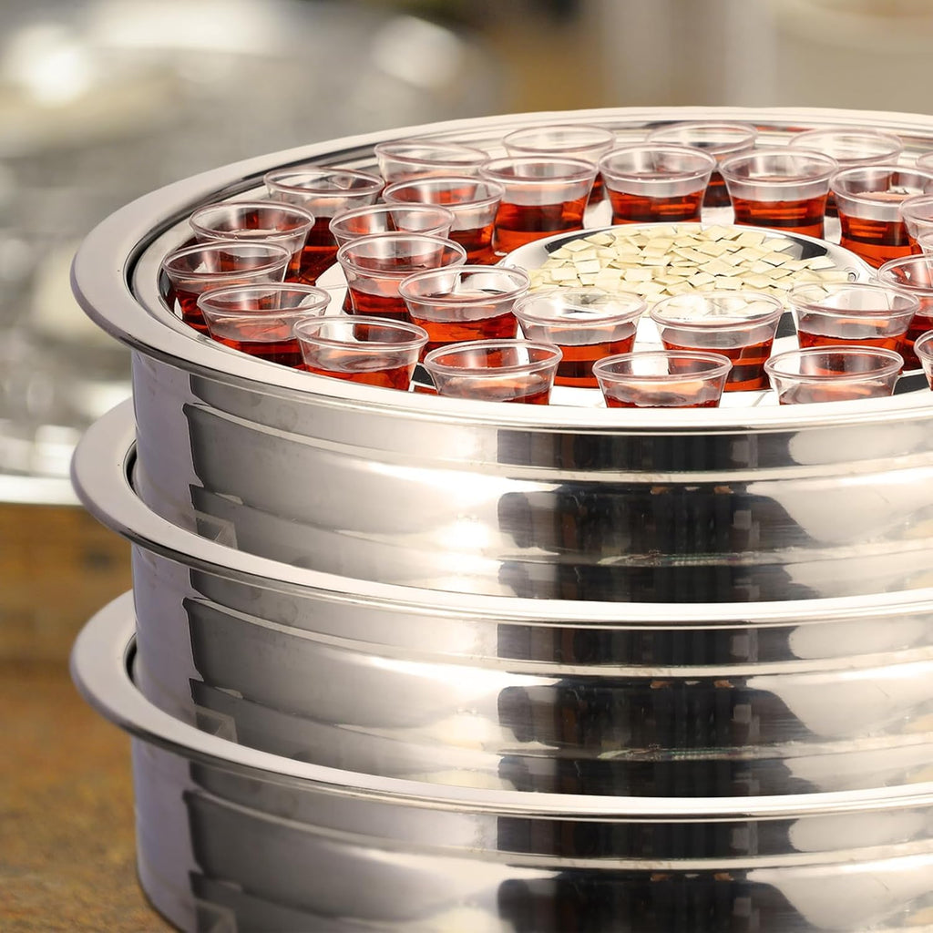 1 Pcs Holy Communion Trays House up 32 Cups Sliver Tary Church Supplies Stainless Steel Portable Communion Plates Set