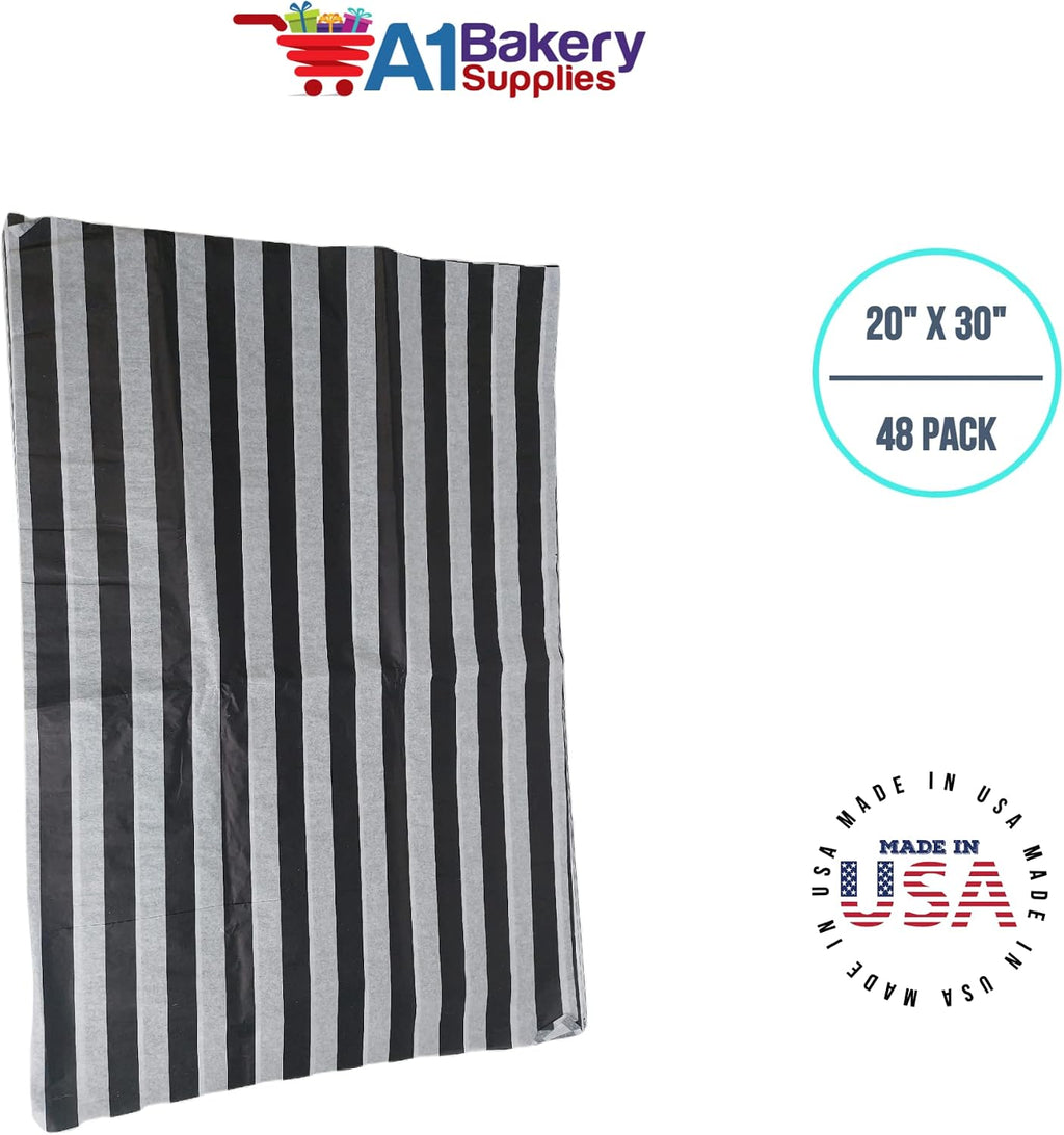 Black & White Stripes Tissue Paper 20 X 30 - (48 Pack)