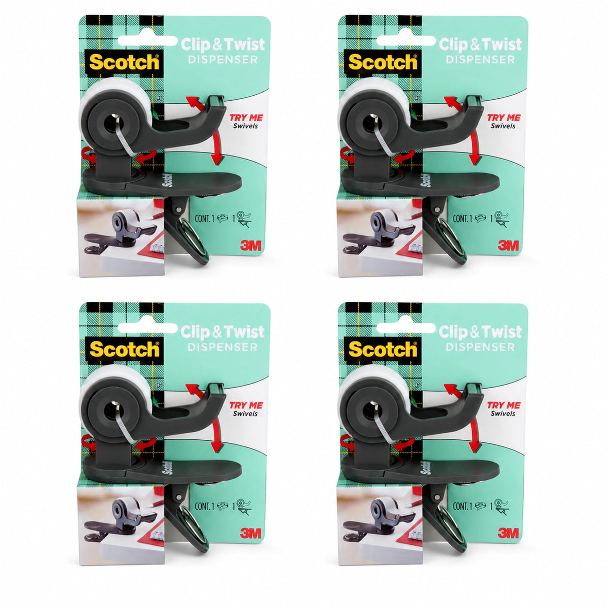 Desktop Tape Dispenser, 4 Dispensers