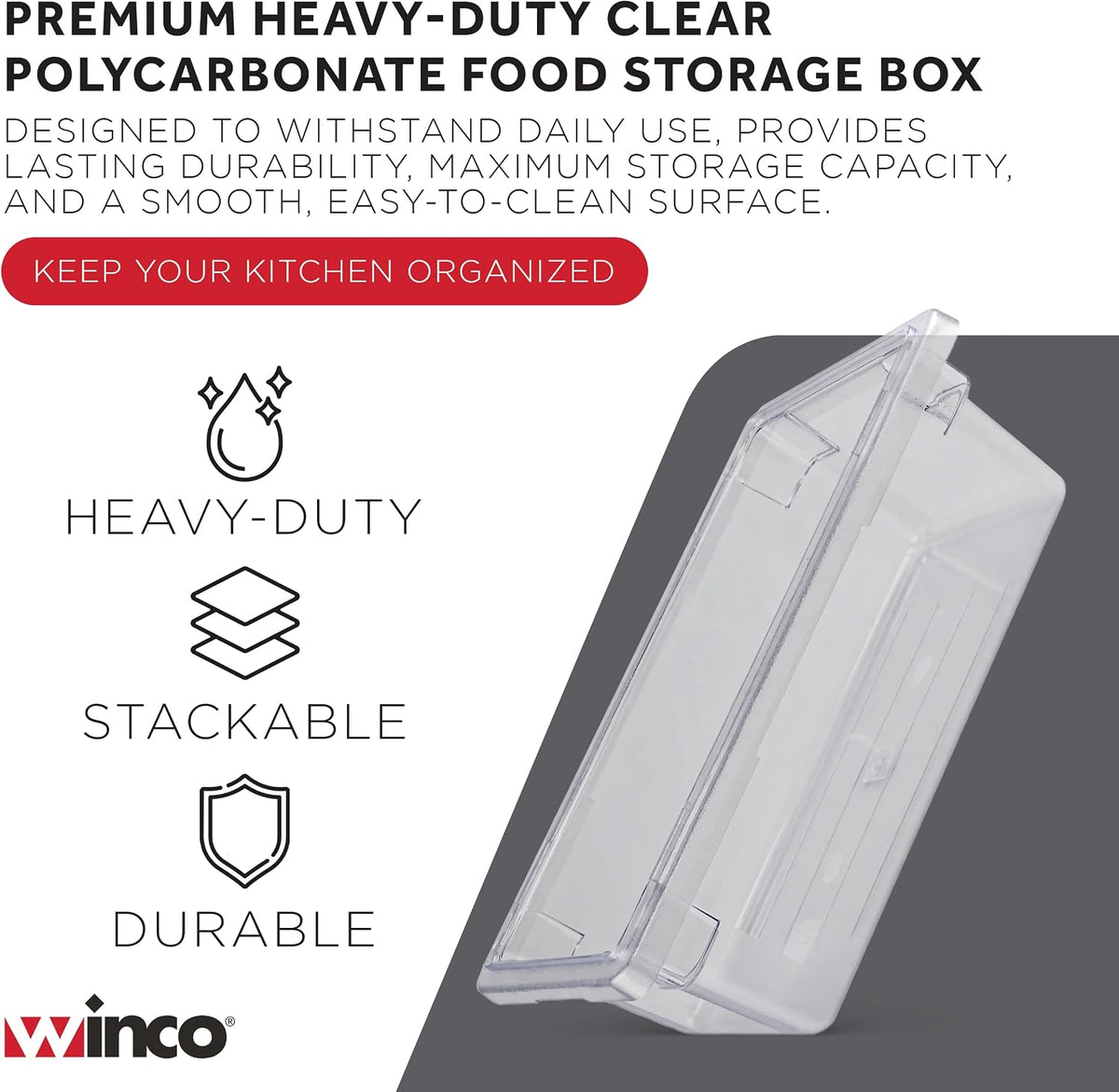 Polycarbonate Food Storage Box, 12 by 18 by 6-Inch