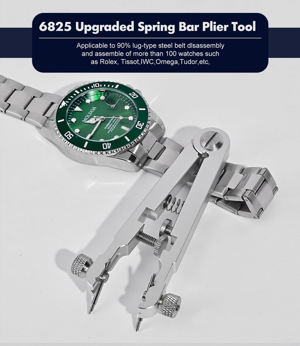 Watch Spring Bar Plier Tool Kit, 6825 Spring Bar Tweezer Tool with Durable 8 Alloy Steel Pins for Watch Wrist Bands