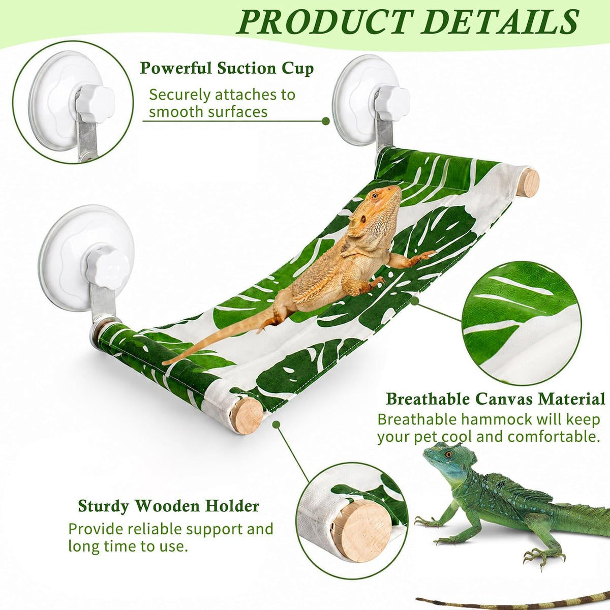 Bearded Dragon Hammock for Window Reptile Sleeping Bed