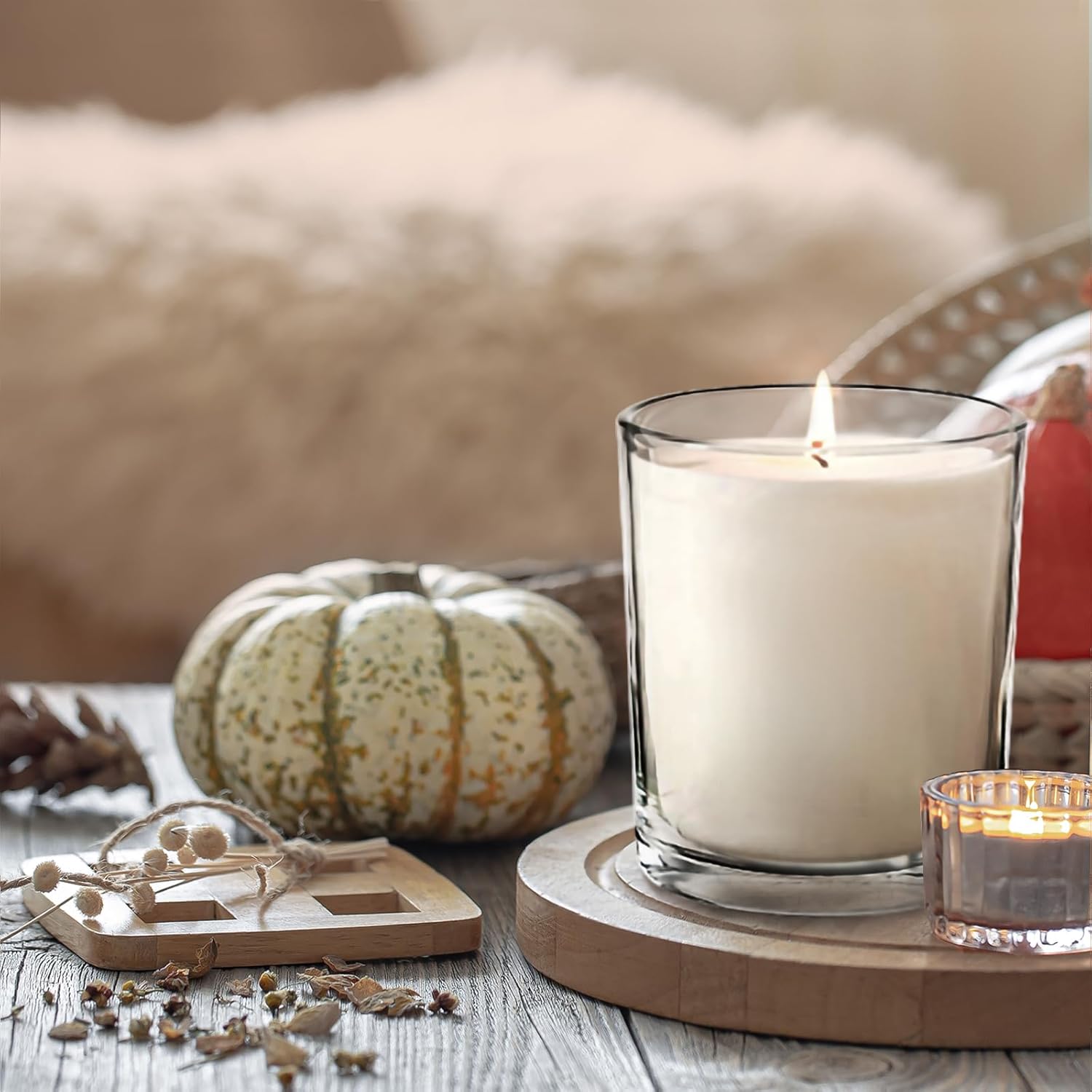 14 OZ Thick Candle Jars for Making Candles 12 Pcs, 3 Wick Empty Jars with Wood Lids for Candle Making, Sample