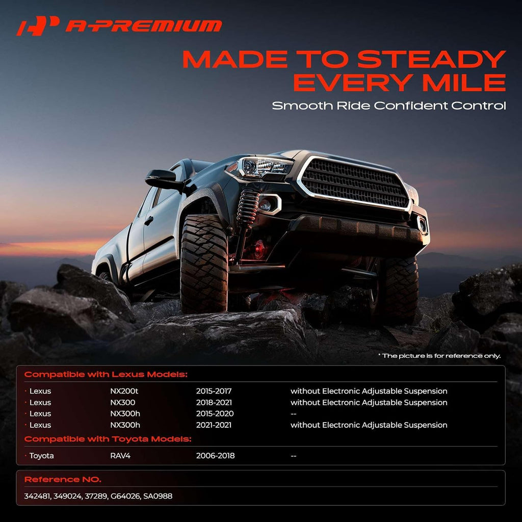 A-Premium Rear Shock Absorbers, Set of 2 - Compatible with Lexus, Toyota
