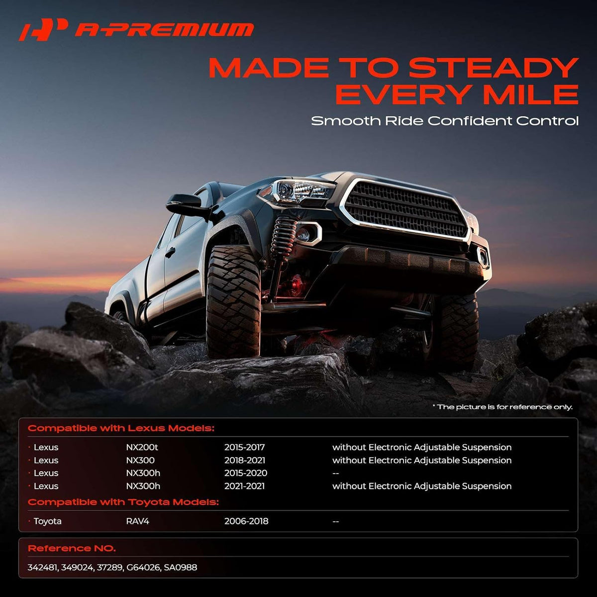 A-Premium Rear Shock Absorbers, Set of 2 - Compatible with Lexus, Toyota