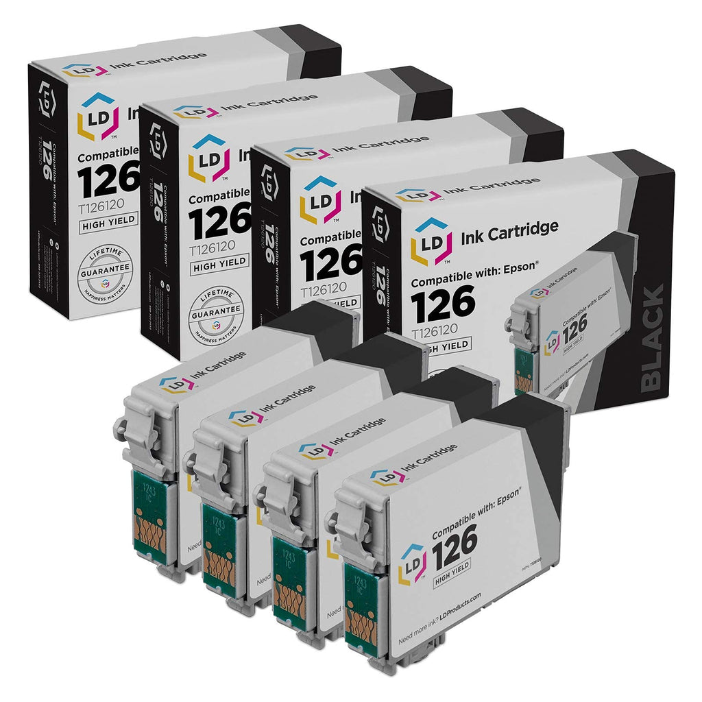 Products Remanufactured Ink Replacement for Epson 126 T126 (Black, 4-Pk)
