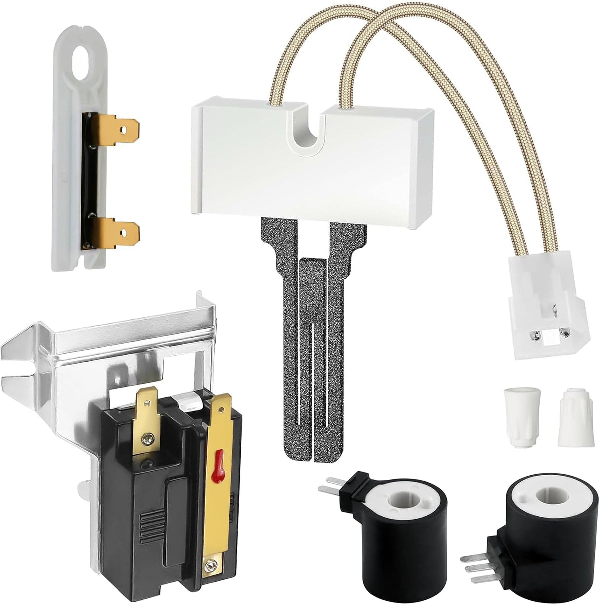 Gas Dryer Repair Kit, Dryer Parts 338906 Flame Sensor for Whirlpool Dryers, Replacement Part with 279311 Igniter with 279834 Gas Valve Solenoid Coil with 3392519 Thermal Fuse for Kenmore Dryers