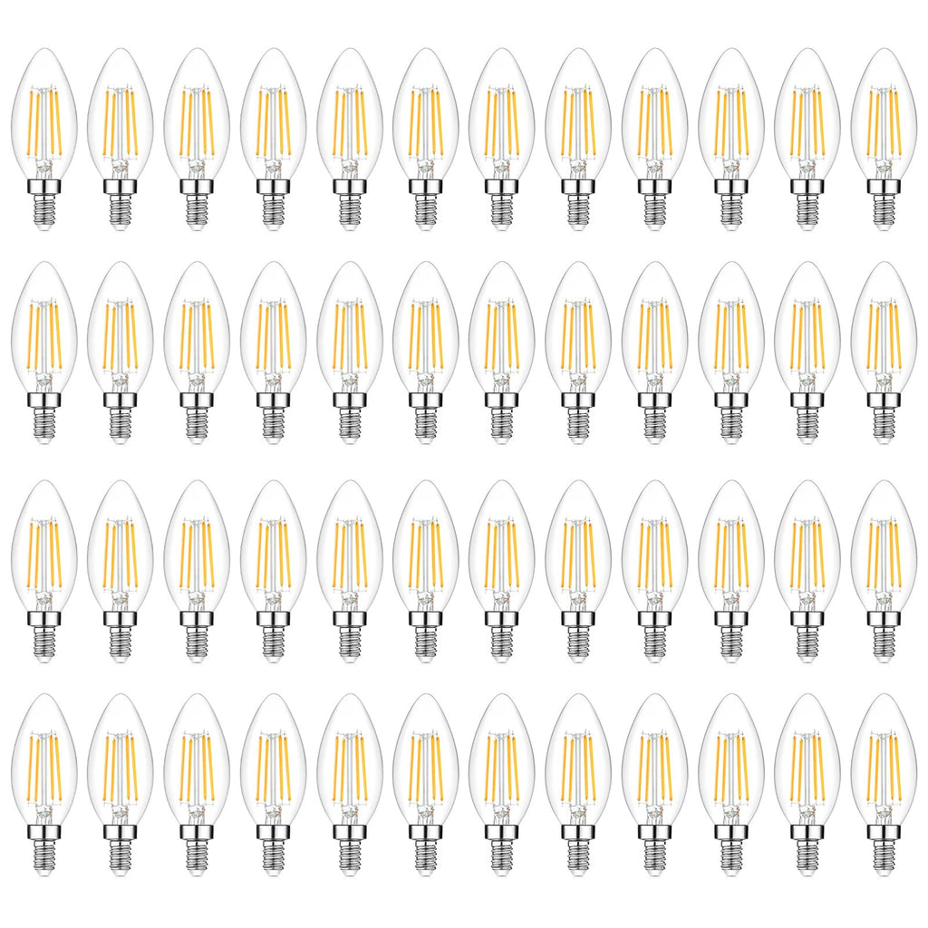 48-Pack Dimmable E12 LED Candelabra Bulbs 60W Equivalent, 2700K