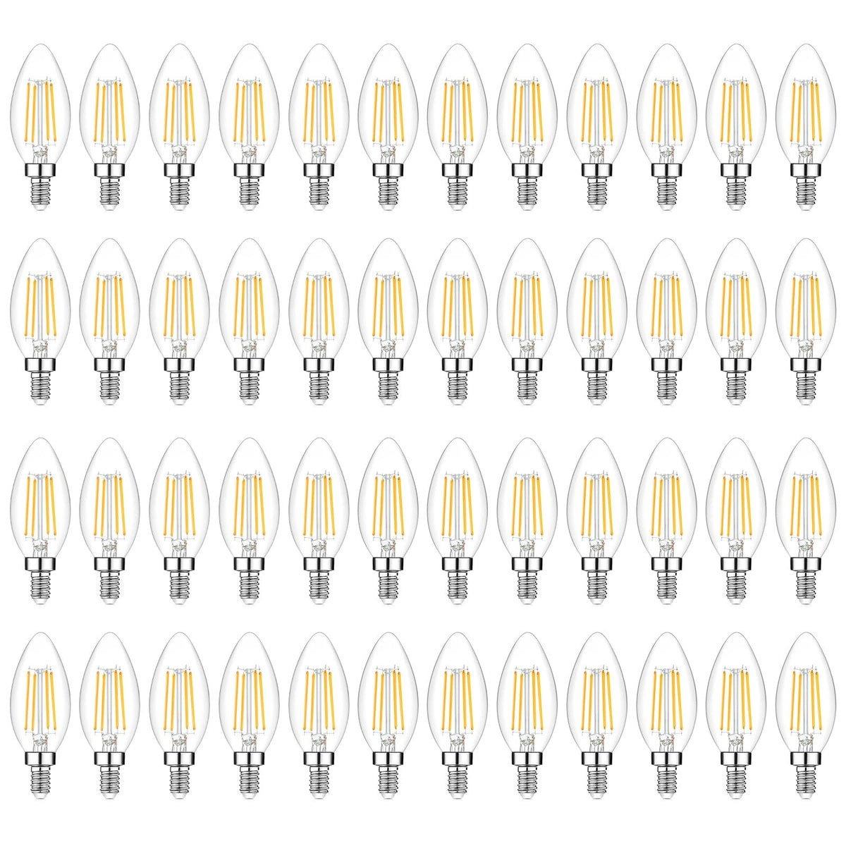 48-Pack Dimmable E12 LED Candelabra Bulbs 60W Equivalent, 2700K