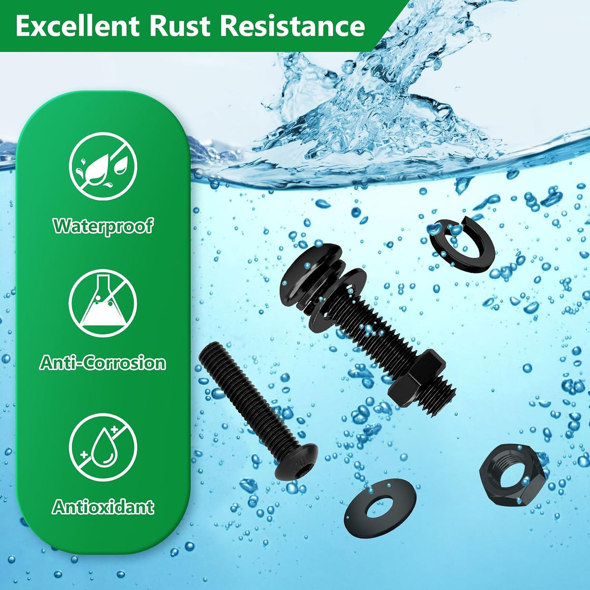 820Pcs Screw Assortment Kit, M2-M4 304 SS Black Hex Button Cap Bolts