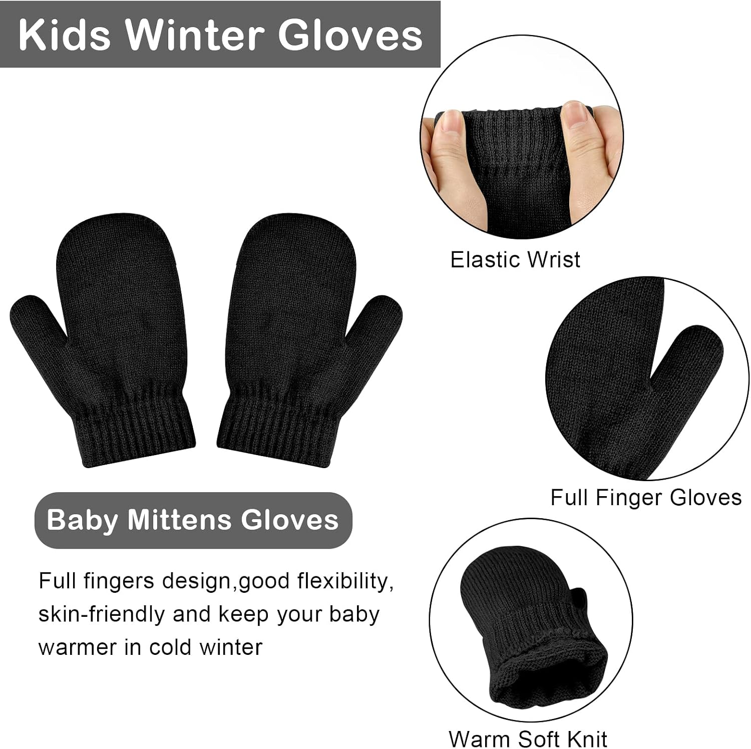 Kids Winter Hats Gloves Scarf Set Baby Mittens Gloves with Pompom Baby Winter Hat Toddler Beanie Hat for Boy Girl