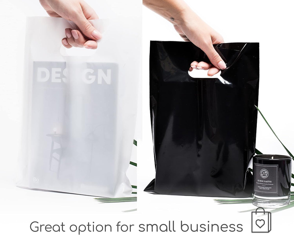 200 Black And White Plastic Bags 9x12 Merchandise Bags