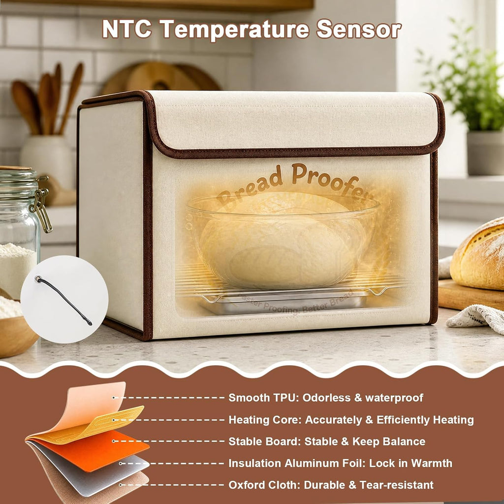 Folding Dough Proofer Box with Humidification Function, Sourdough Proofer Box Temp Control 48H Timer & Humidity