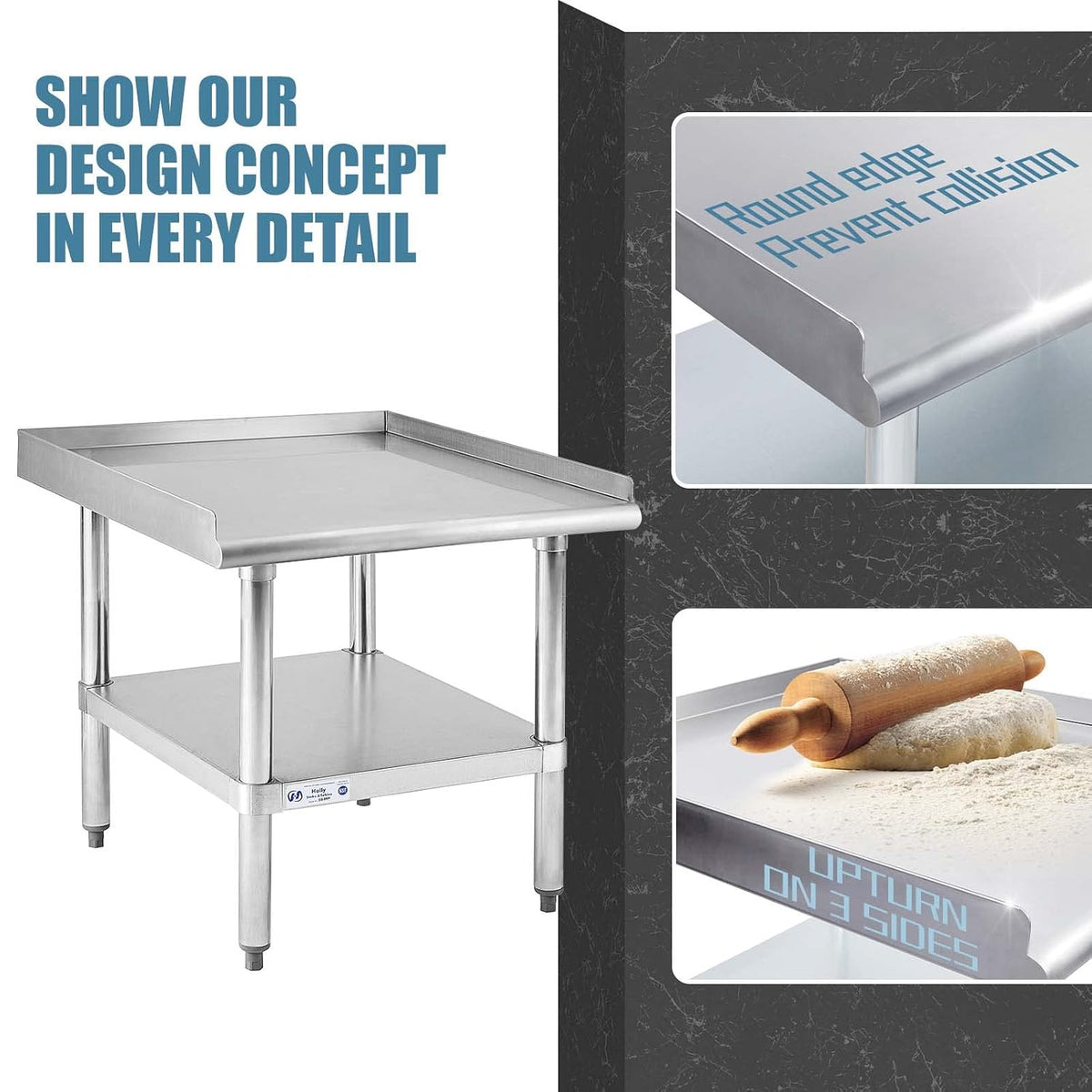 Hally Stainless Steel Equipment Stand 28"x24" Commercial Prep & Work Table