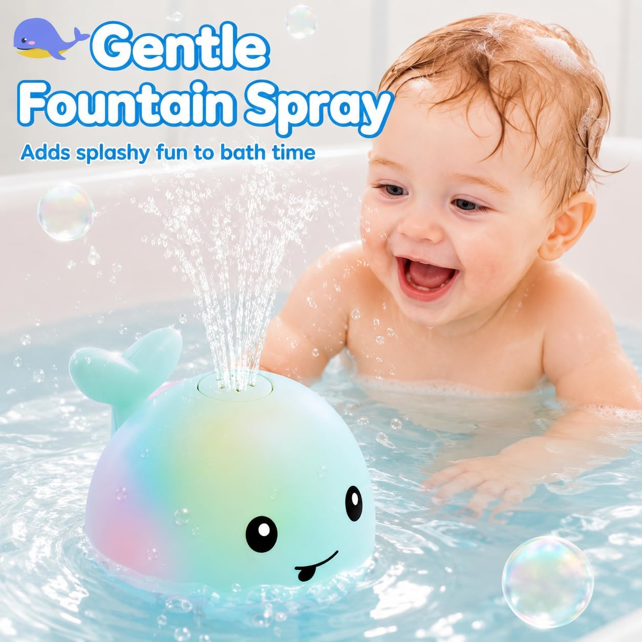 Baby Bath Toys, Light up Whale Bath Toys for Babies Kids Ages 1-3 | Pool Water Toys 1 Year Old Boys Girls Gift
