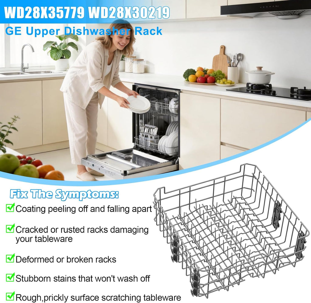 Updated WD28X35779 WD28X30219 Upper Rack for GEDishwasher Rack Replacement