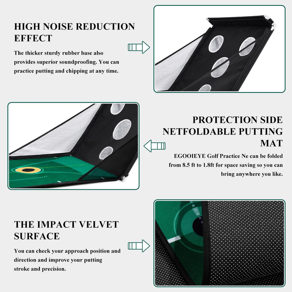 Golf Putting Green, Indoor Putting Matt for Golf Practice with Putter, Putting Cup, 6 Balls, Automatic Ball Return