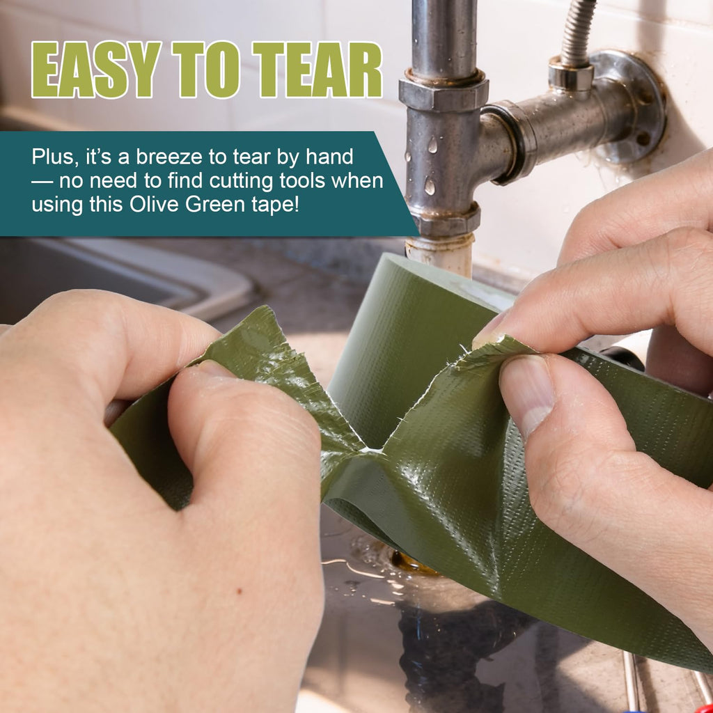 Heavy Duty Olive Green Duct Tape 2 Inches x 90 Feet, 1 Roll