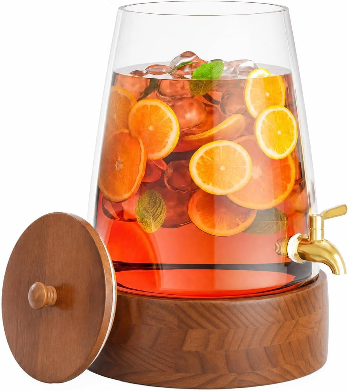 2 Gallon Glass Drink Dispenser with Spigot, Beverage Dispenser with Stand