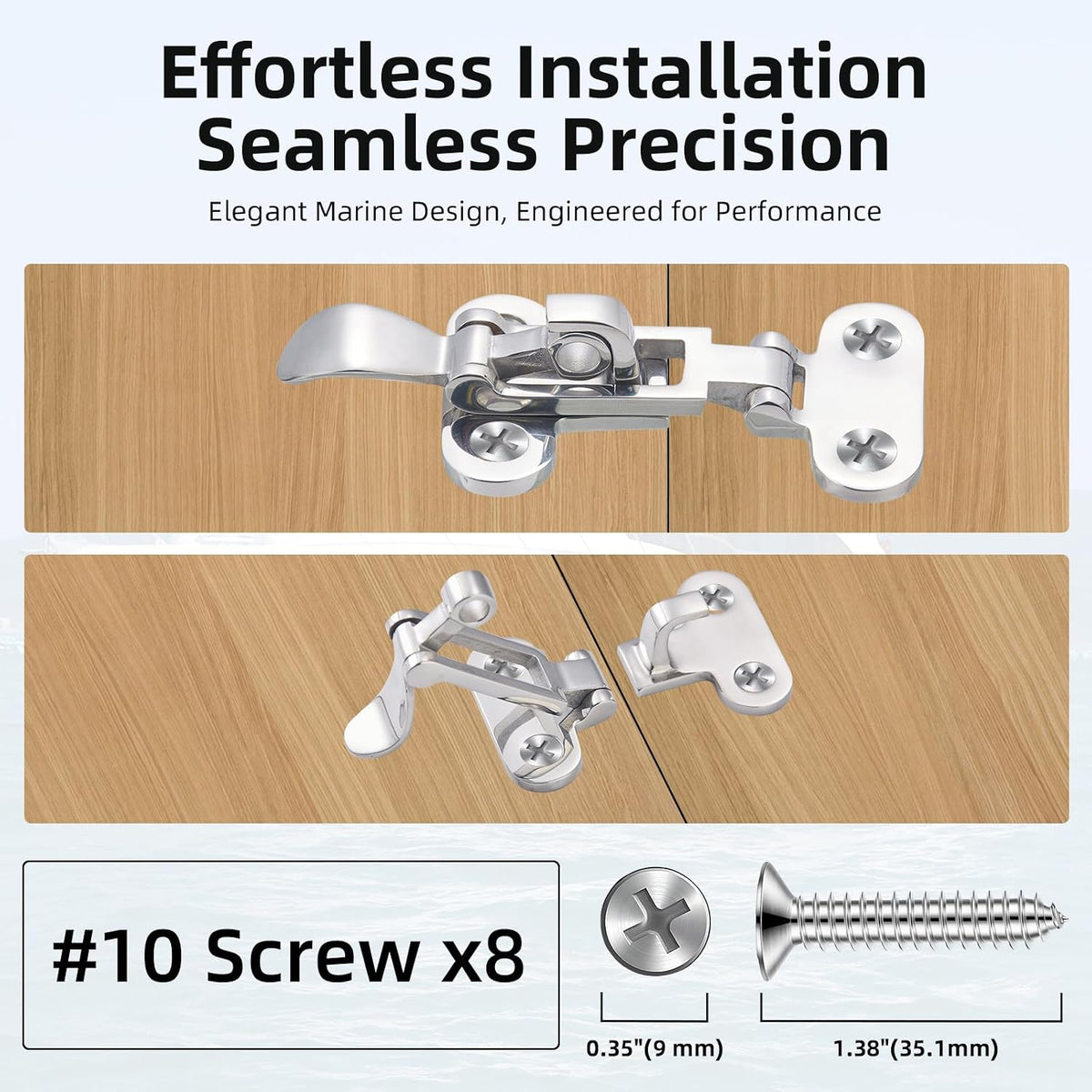 Toggle Lock Boat Hatch Latch,316 Stainless Steel, 2 Pack