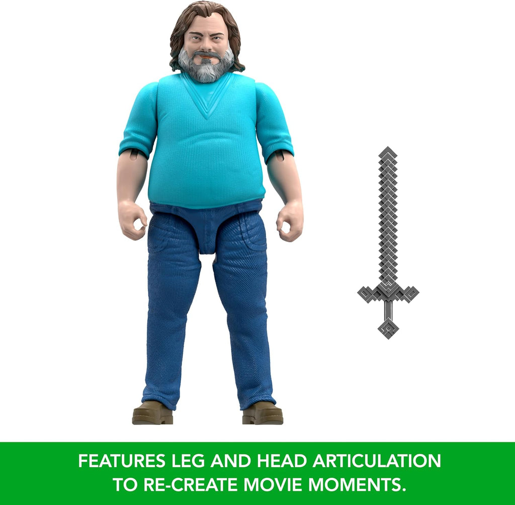 Minecraft Large-Scale Action Figure, 12-inch Posable Steve Toy Collectible Inspired by A Minecraft Movie