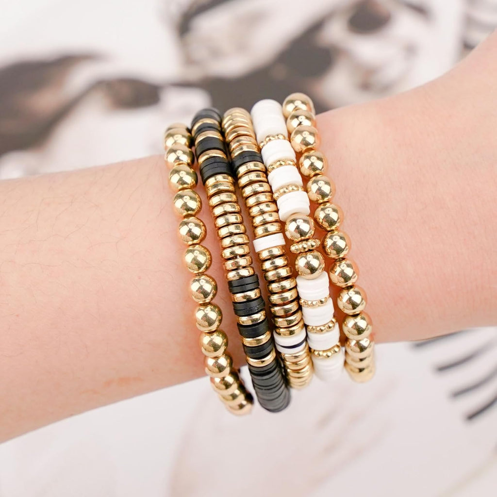 3000 Pcs Clay Beads Bracelets for Women Adults, Bracelet Making kit Golden Beads for Jewelry Making, Charms Bracelet