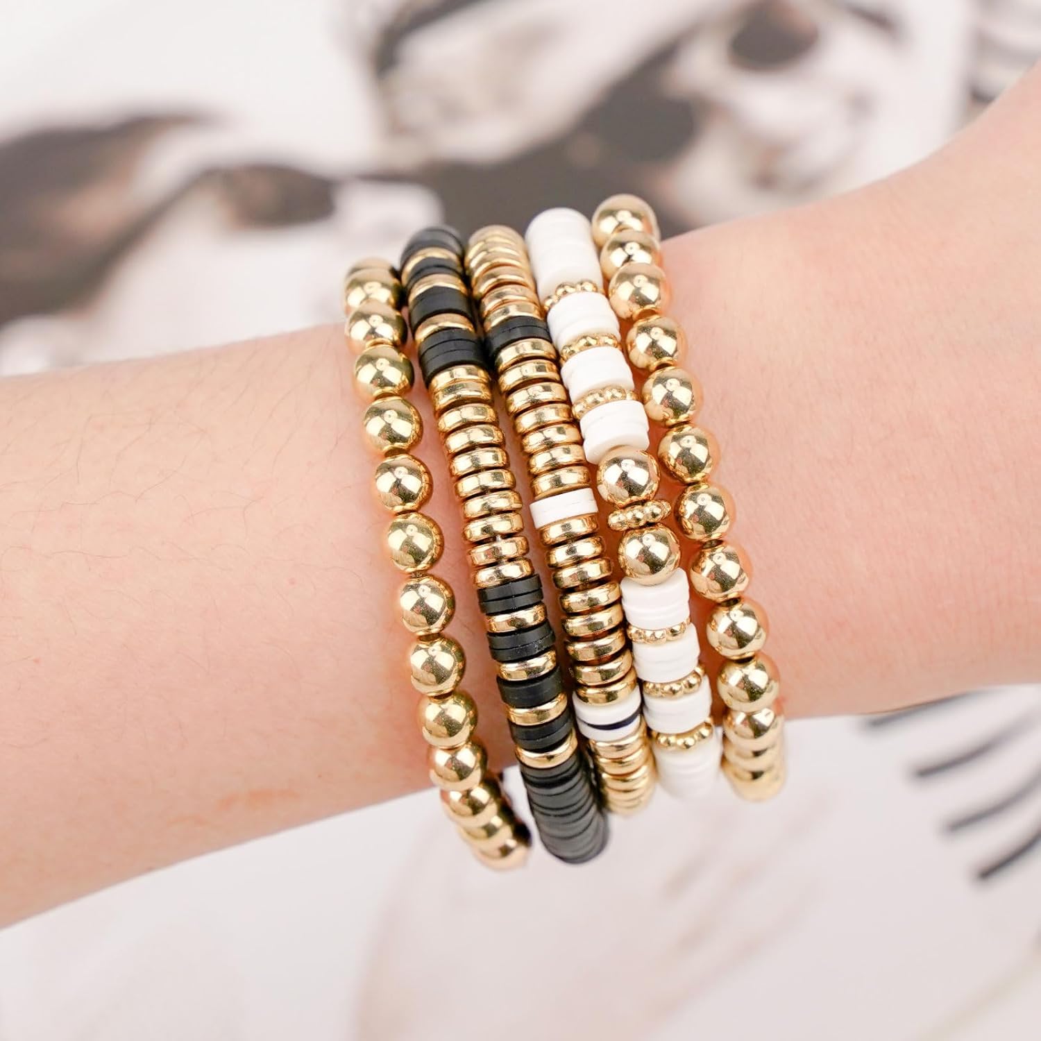 3000 Pcs Clay Beads Bracelets for Women Adults, Bracelet Making kit Golden Beads for Jewelry Making, Charms Bracelet