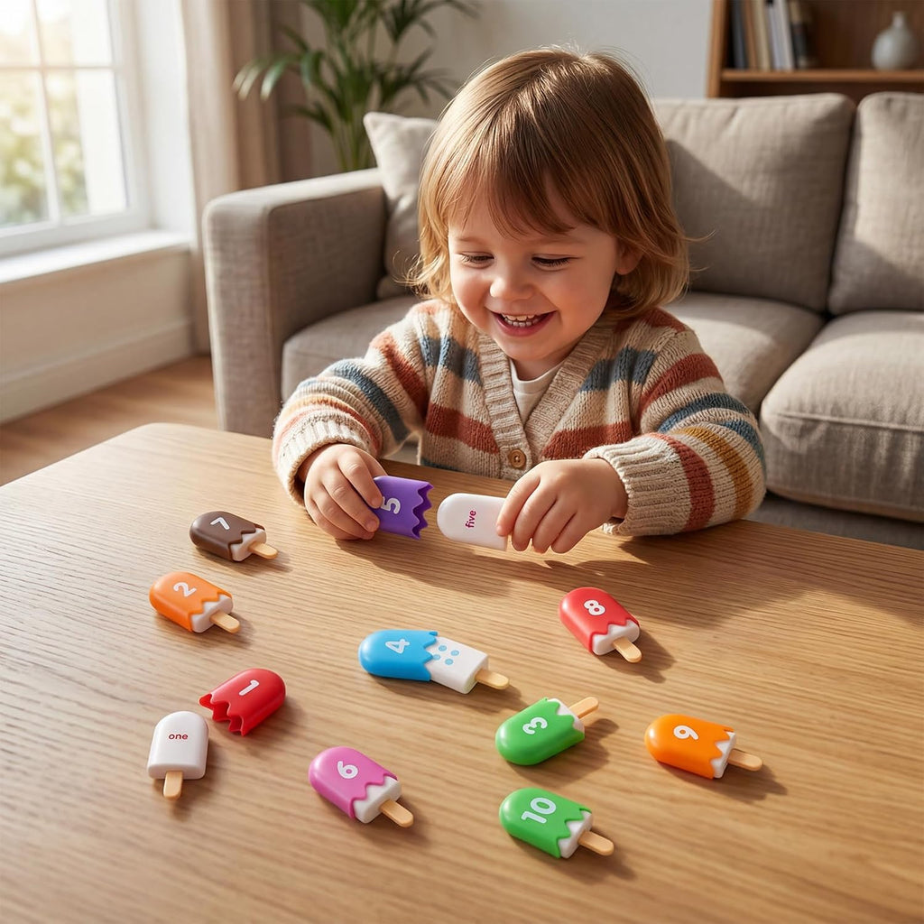 Mini Number Pops 1-10 – Fun Number Matching Toys for Toddlers | Ice Cream Counting & Recognition Math Games for