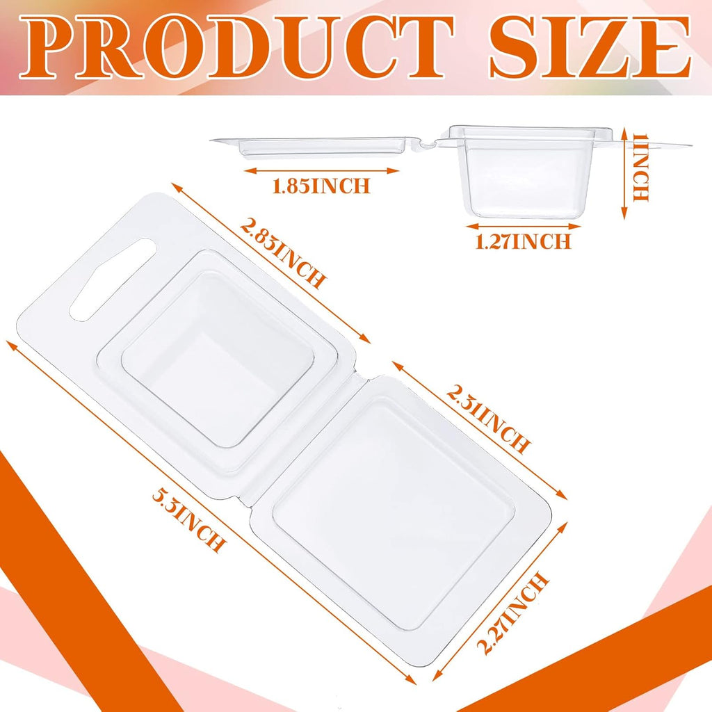 Wax Melt Molds Clear Empty Plastic Wax Melt Clamshells Container Pet Single Cube 1 oz Candle Molds for DIY Chocolates