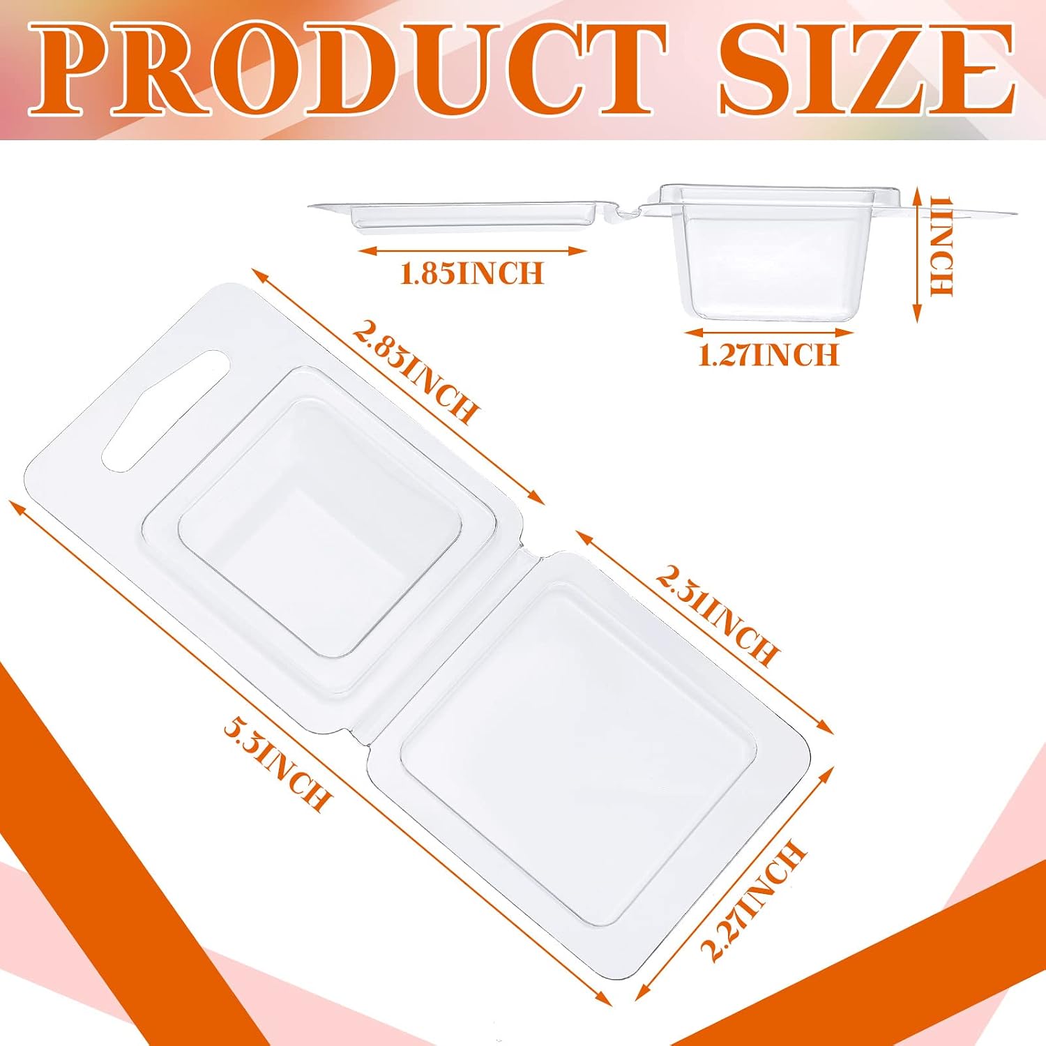 Wax Melt Molds Clear Empty Plastic Wax Melt Clamshells Container Pet Single Cube 1 oz Candle Molds for DIY Chocolates