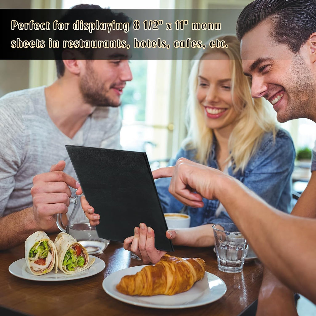 Restaurant Menu Covers Holders 8.5 X 11, 5 Pack Synthetic Leather Menu Holder Covers Book Style with Angled Corners